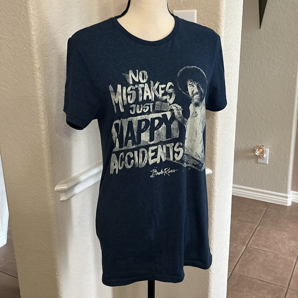 Bob Ross blue graphic t-shirt Size S